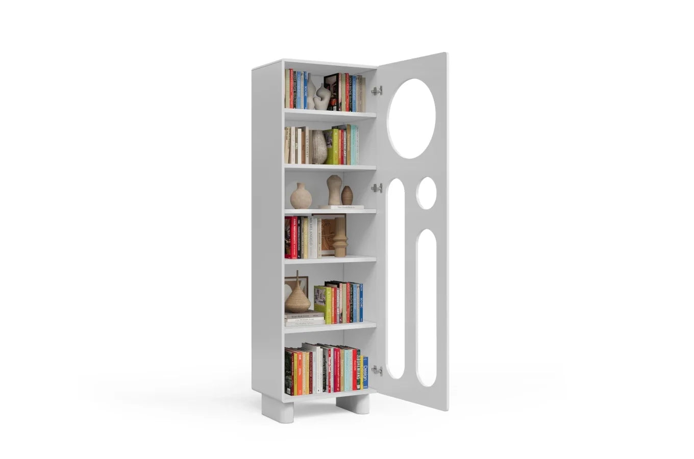 OKO White Bookcase 60CM with Openwork Doors