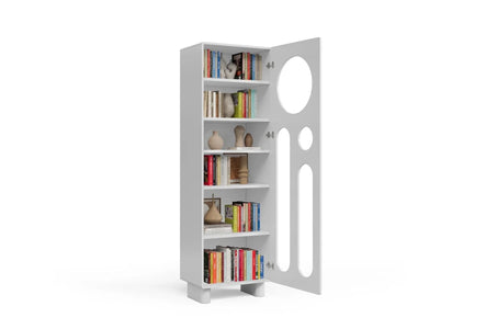 OKO White Bookcase 60CM with Openwork Doors