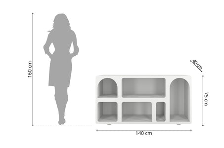 OLIMPIA LONG Bookcase 140CM with Arches
