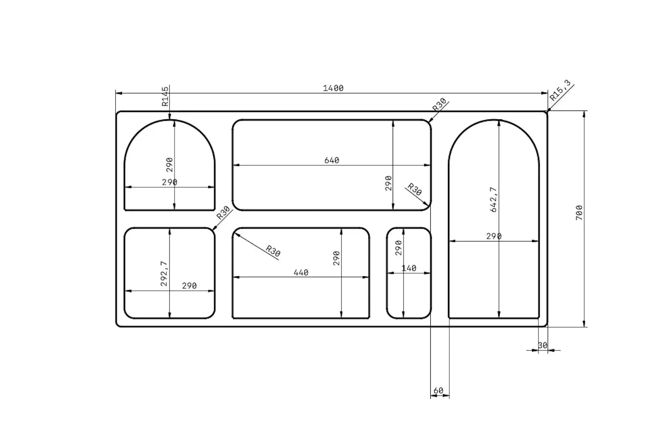 OLIMPIA LONG Bookcase 140CM with Arches