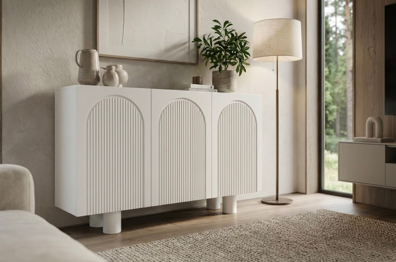 RITA White Chest 135CM with Arches