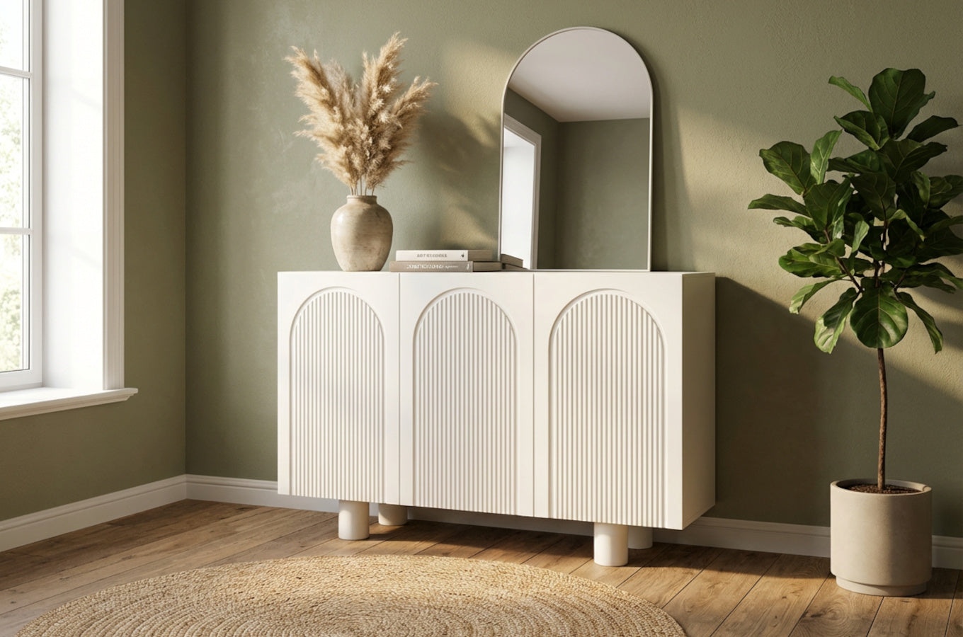 RITA White Chest 135CM with Arches