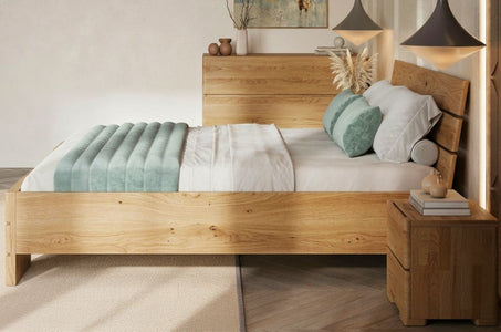 SANDEMO High Oak Bedside Cabinet with 2 Drawers