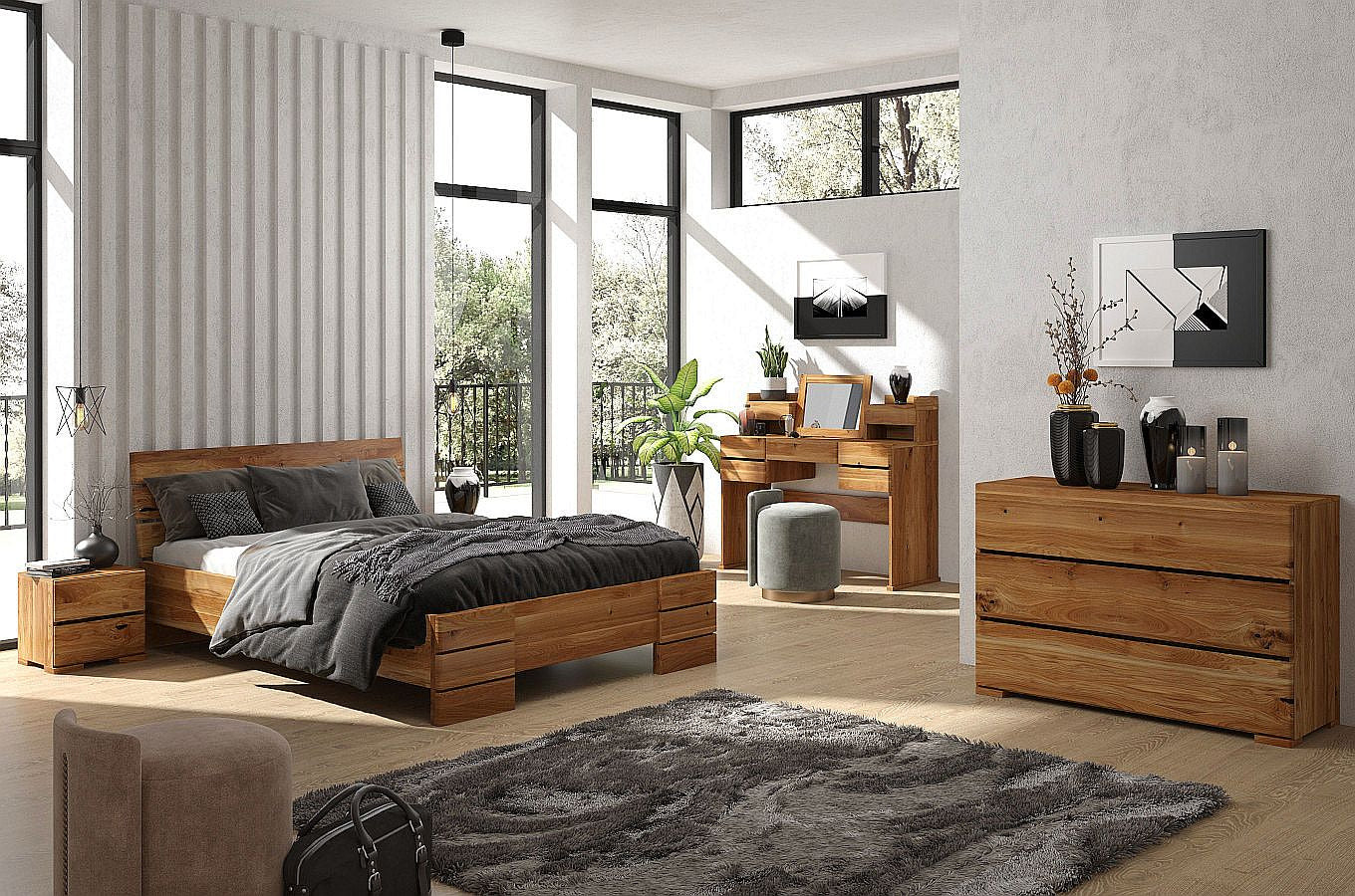 SANDEMO Oak 3 Drawer Chest 120CM
