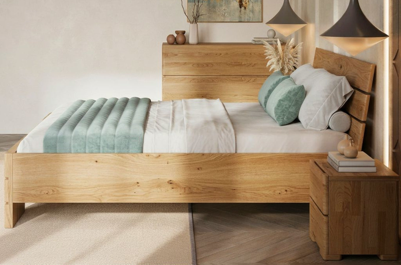 SANDEMO Oak 3 Drawer Chest 120CM