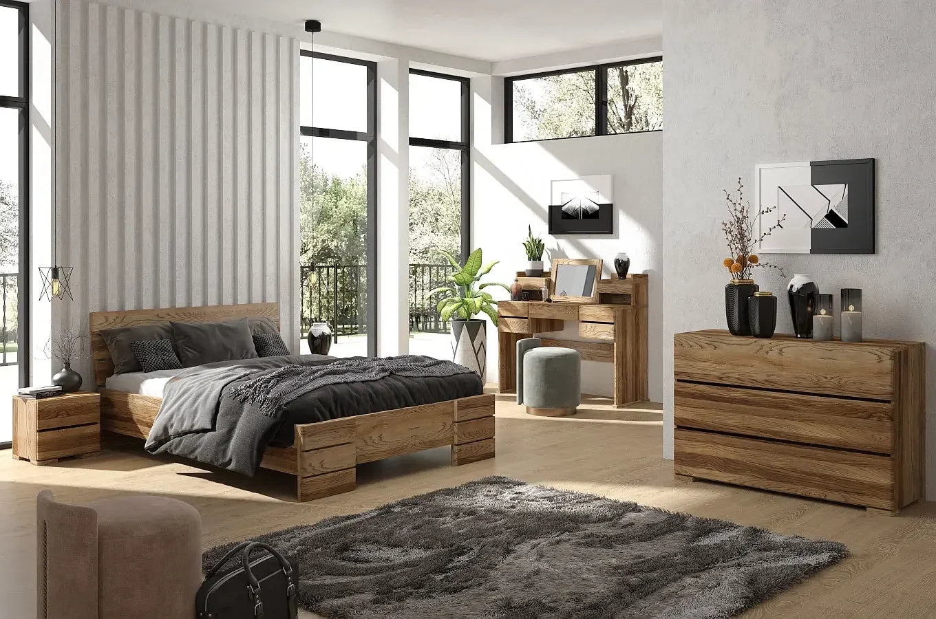 SANDEMO Oak 3 Drawer Chest 120CM