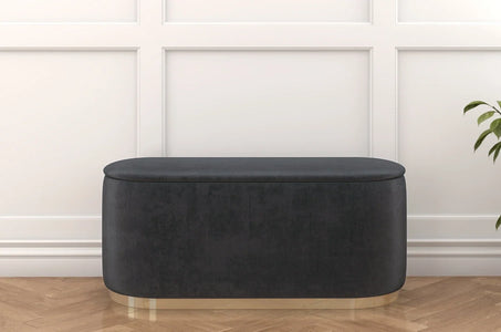 SCARLETT Oval Storage Pouf with Gold Base