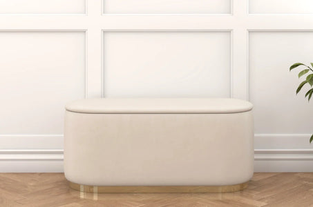 SCARLETT Oval Storage Pouf with Gold Base
