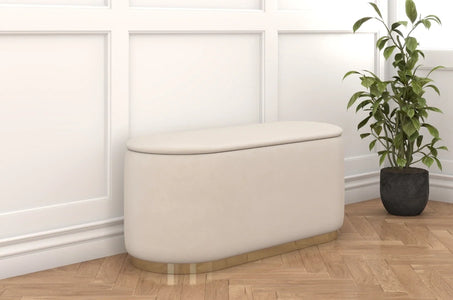 SCARLETT Oval Storage Pouf with Gold Base
