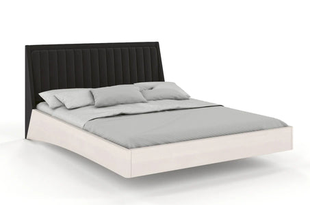 ULF Beech Floating Bed with Upholstered Headboard