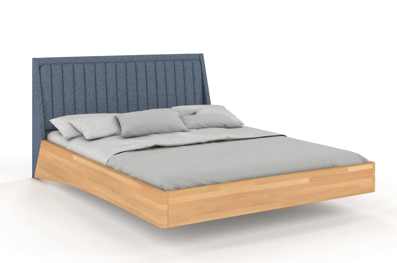 ULF Beech Floating Bed with Upholstered Headboard