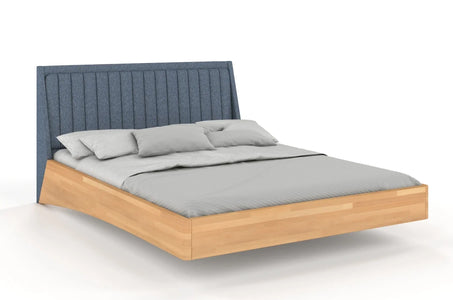 ULF Beech Floating Bed with Upholstered Headboard