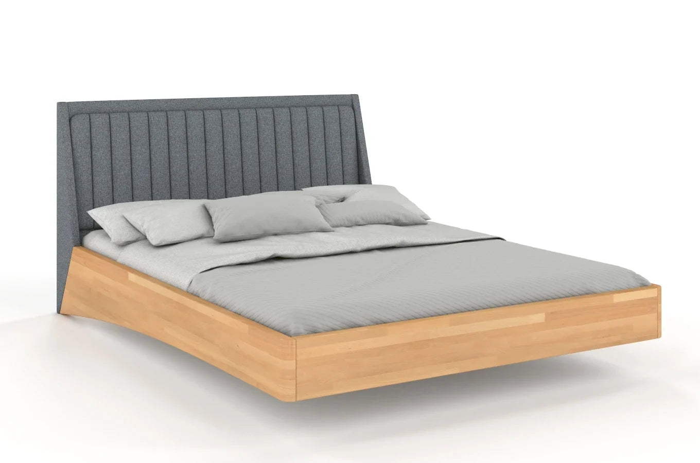 ULF Beech Floating Bed with Upholstered Headboard