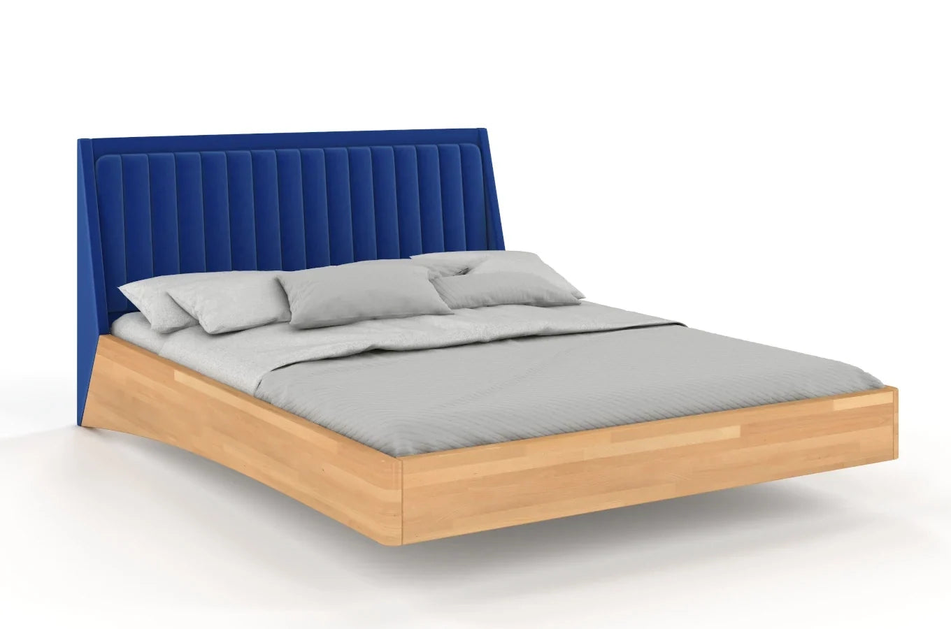 ULF Beech Floating Bed with Upholstered Headboard