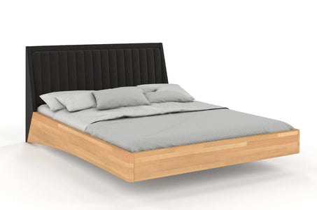 ULF Beech Floating Bed with Upholstered Headboard
