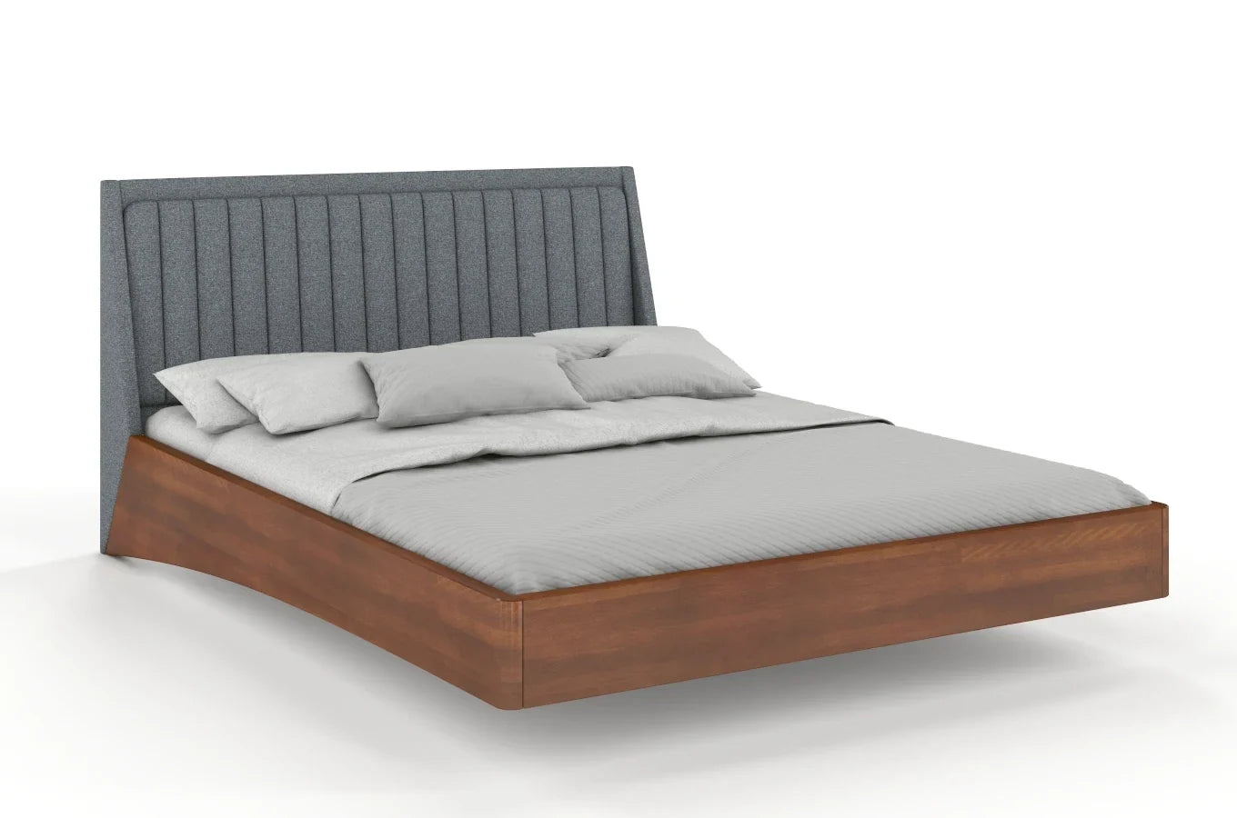 ULF Beech Floating Bed with Upholstered Headboard