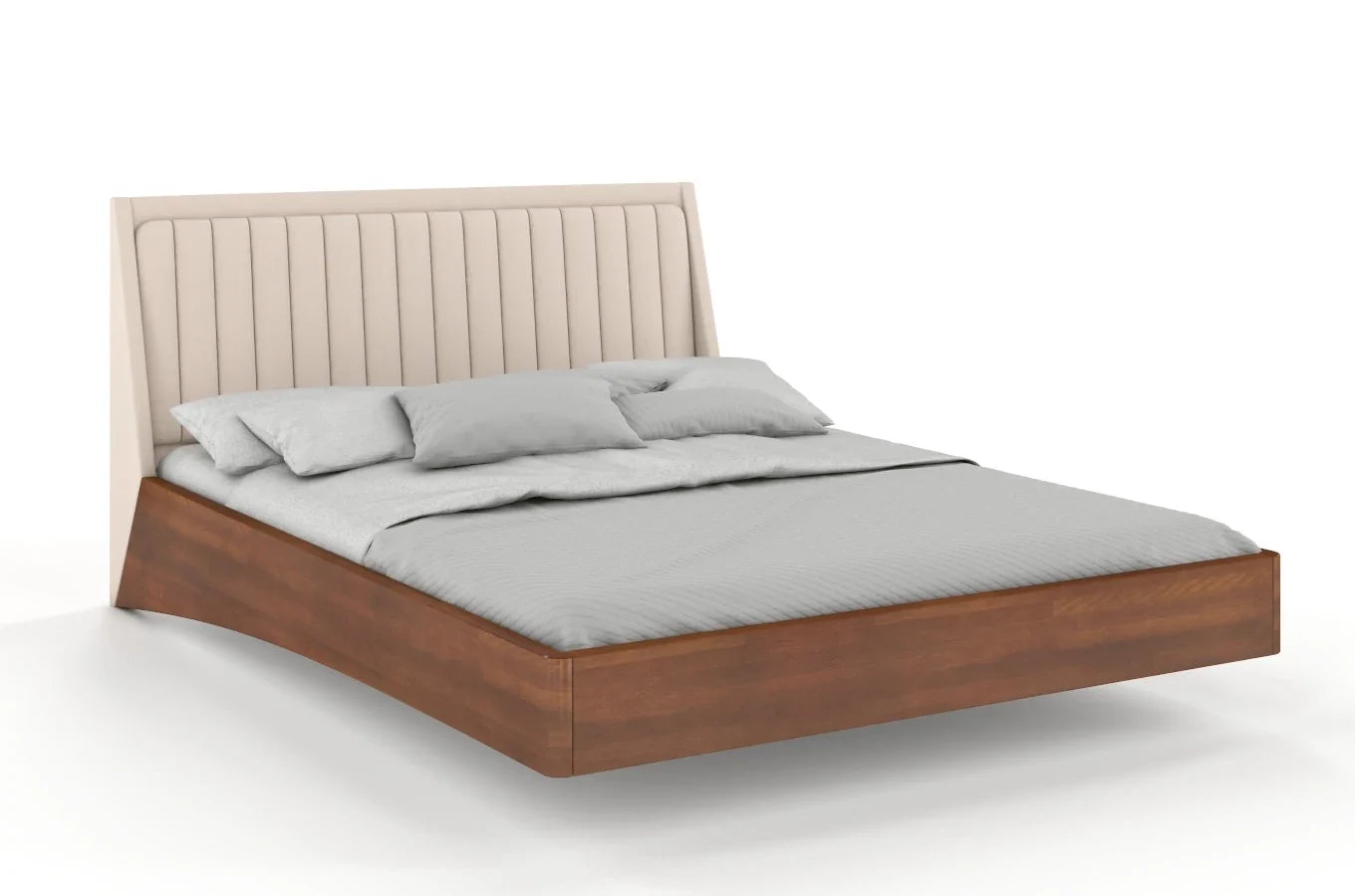ULF Beech Floating Bed with Upholstered Headboard