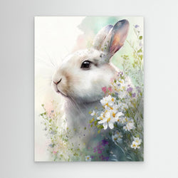 Rabbit and Flowers 1 by Bilge Paksoylu