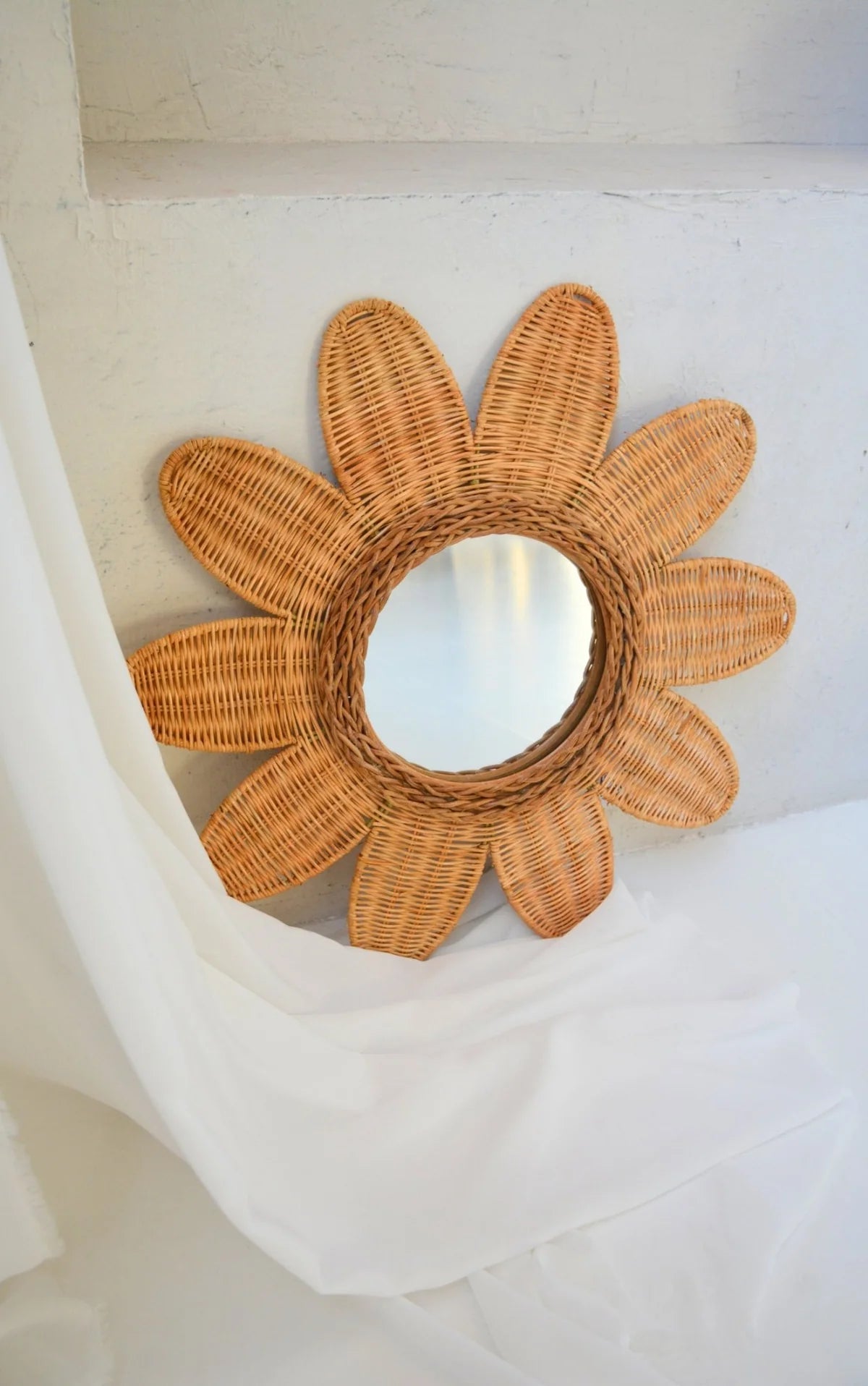 Rattan Flower Mirror