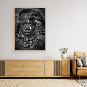 Painting the Face of a Karo Tribe Girl (Omo Valley-Ethiopia) by Joxe Inazio Kuesta Garmendia