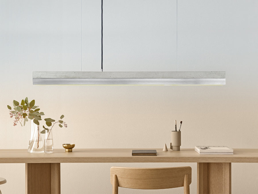 [C1] Concrete & Stainless Steel Pendant Light 122CM