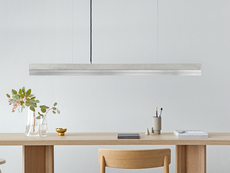 [C1] Concrete & Stainless Steel Pendant Light 122CM