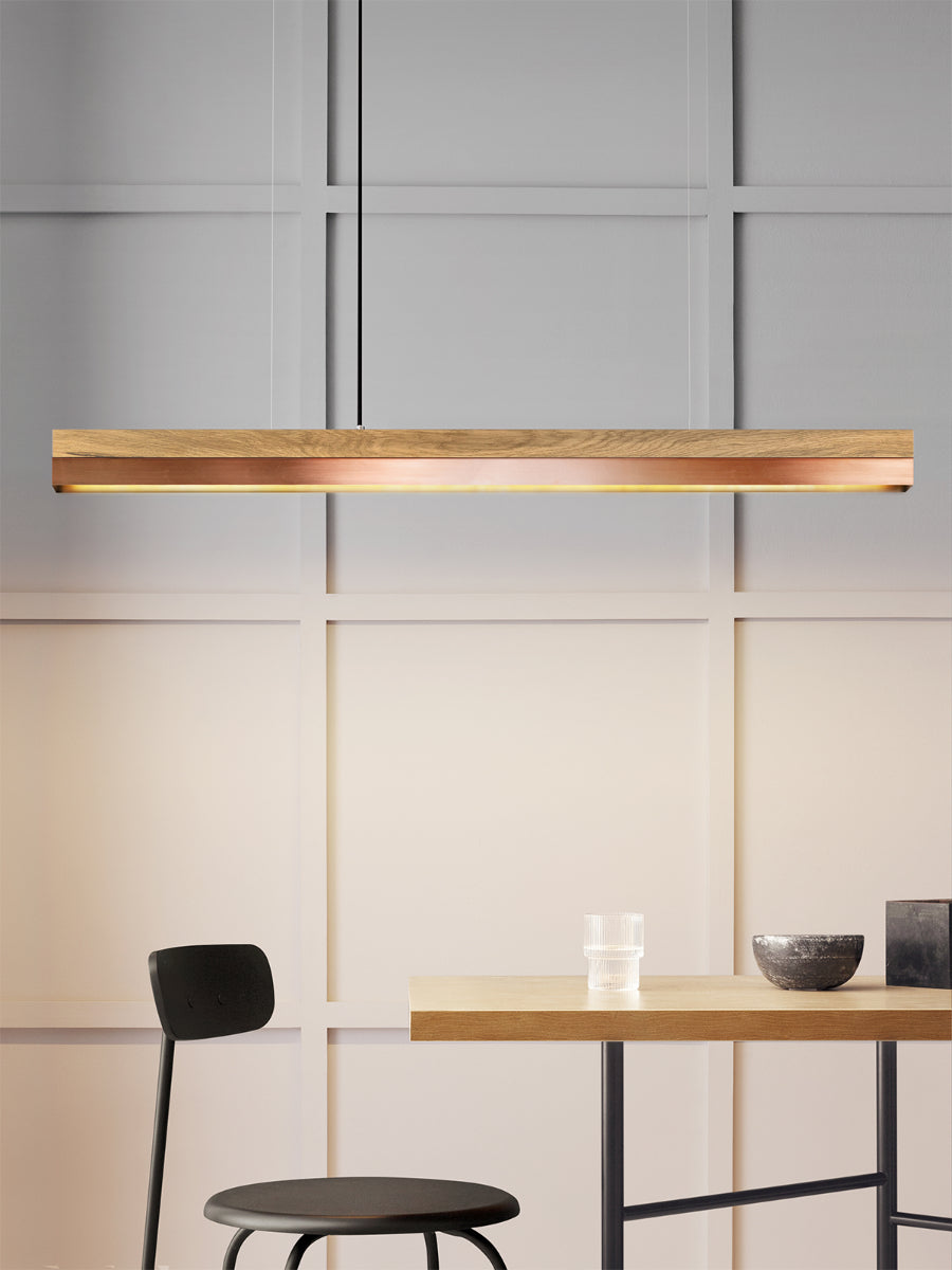 [C1o] Eichenholz &amp; Kupfer Pendelleuchte Anhänger 122CM