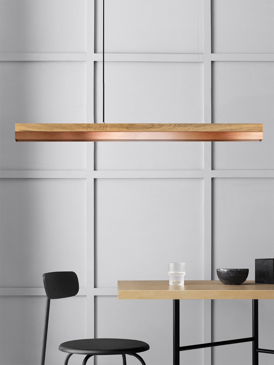 [C1o] Eichenholz &amp; Kupfer Pendelleuchte Anhänger 122CM