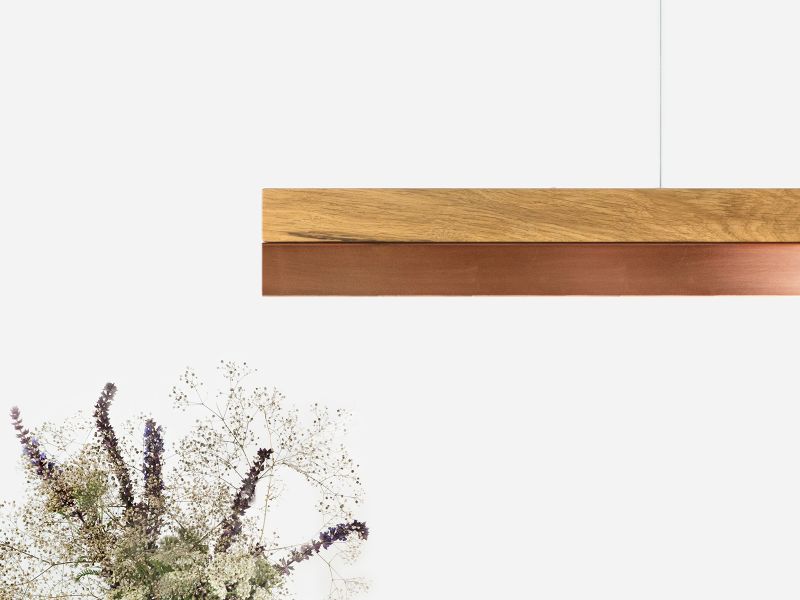 [C1o] Eichenholz &amp; Kupfer Pendelleuchte Anhänger 122CM