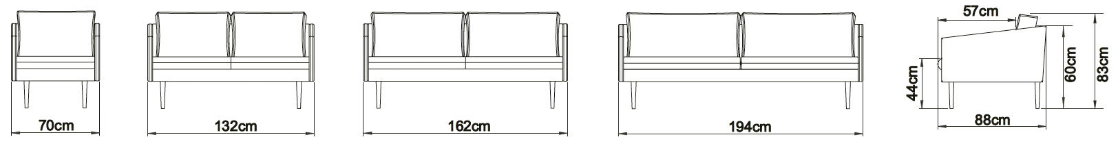 ASSENS 3-Sitzer-Sofa 197CM