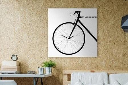 BIKE Wall Clock, White 50 CM & 80 CM