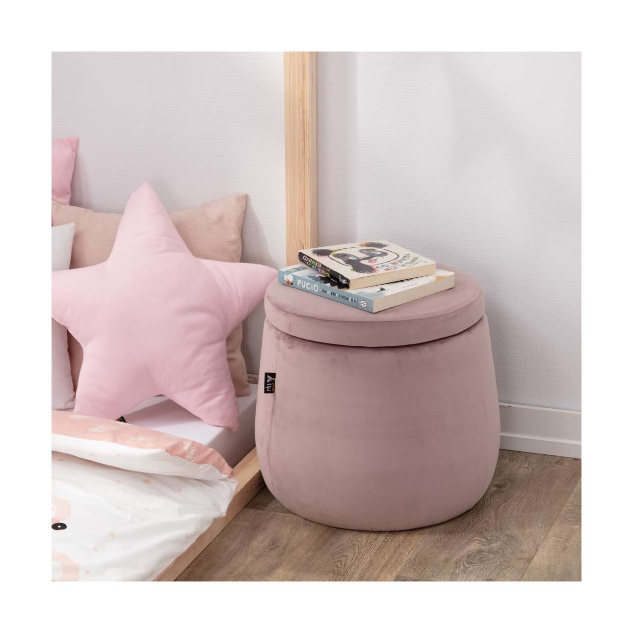 Candy Jar Puff - ø40 - Posh Velvet - grau/beige