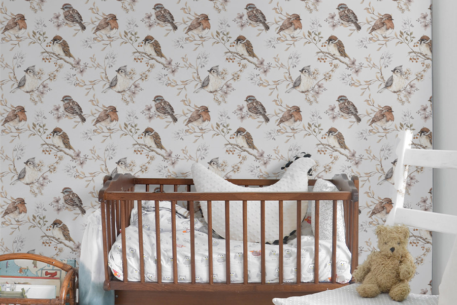 BIRDS WHITE&GRAY Wallpaper 50x280CM