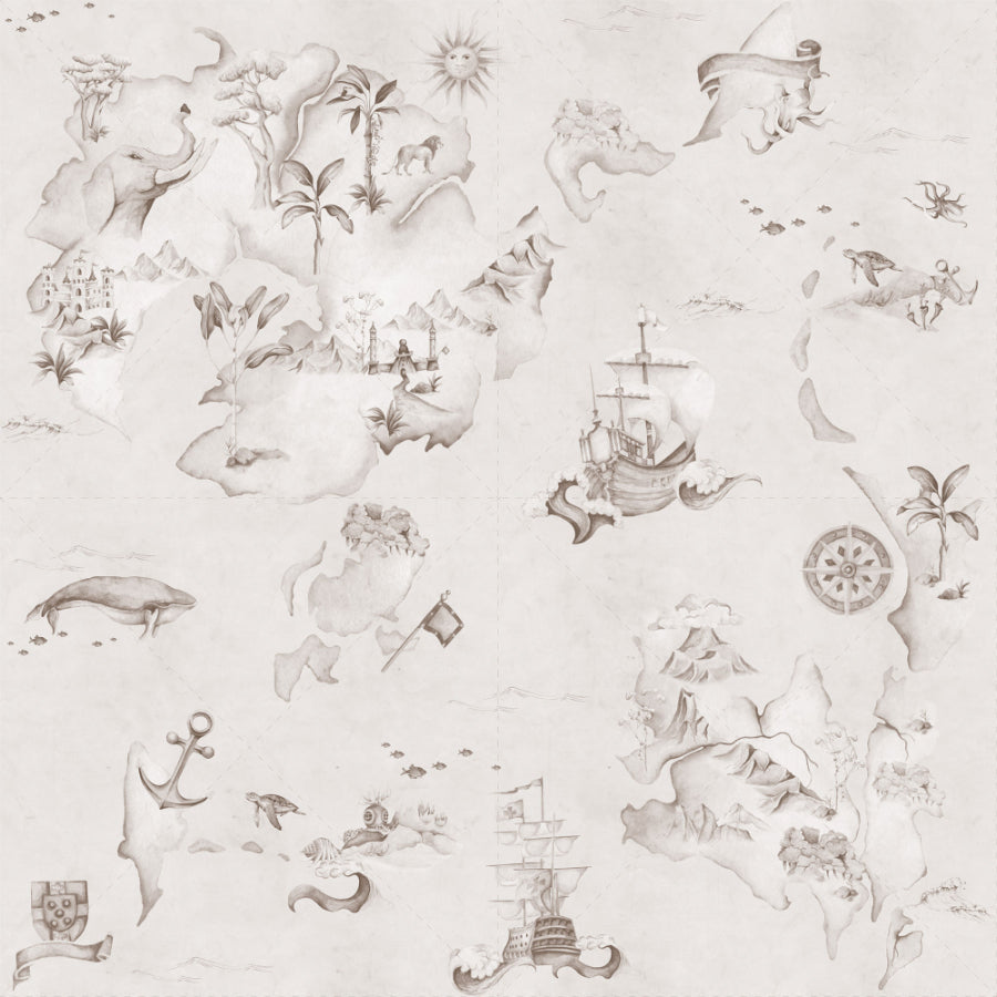 MAP Stories From The Sea Sepia Wallpaper 100x280CM
