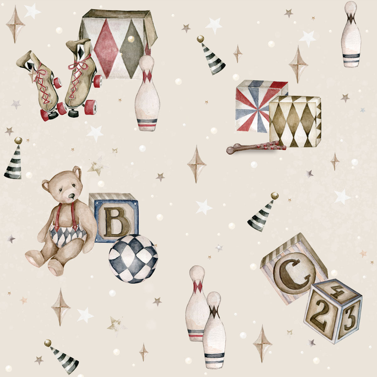 TEDDY Bears Beige Wallpaper 100x280CM