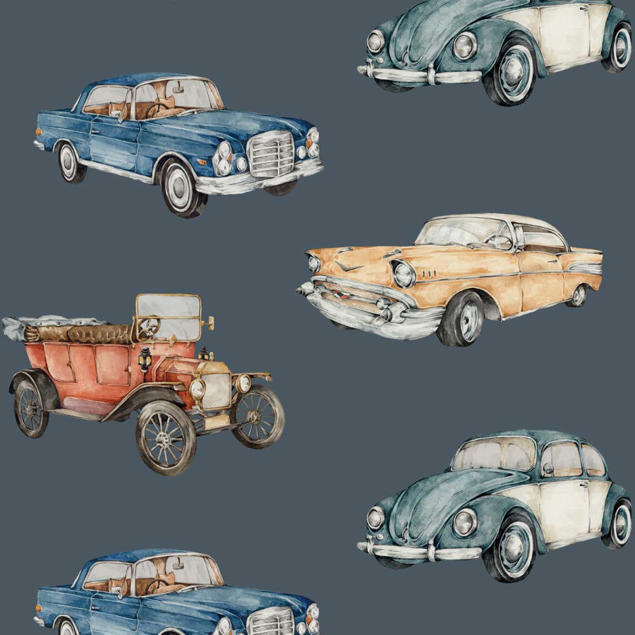 CARS Navy Blue / Industrial Evolution Wallpaper