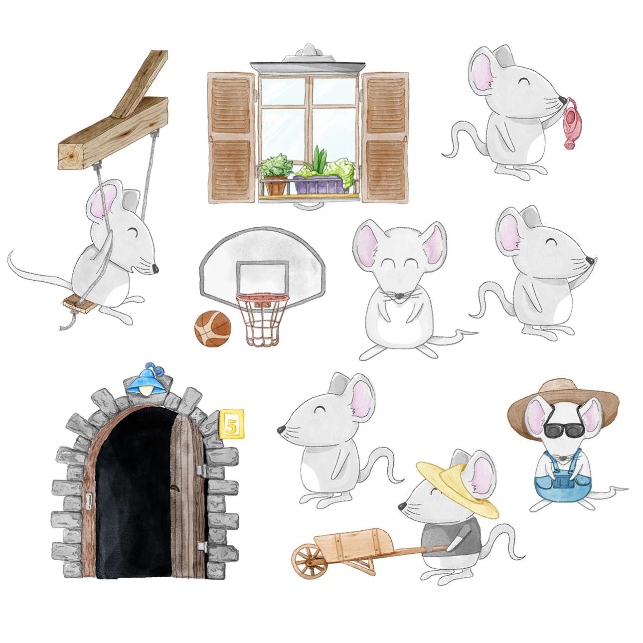 Little Mice Stickers - 37 x 32 cm