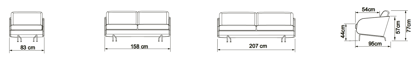 TVED 3 Seater Sofa 207CM