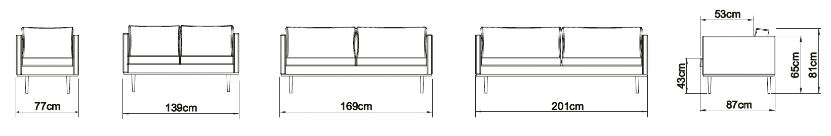 VANGEN 3 Seater Sofa 201CM