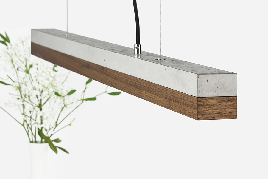 [C2] Concrete & Walnut Pendant 92CM